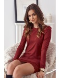 Fitted dress with basic lace, burgundy FG564 - Online store - Boutique